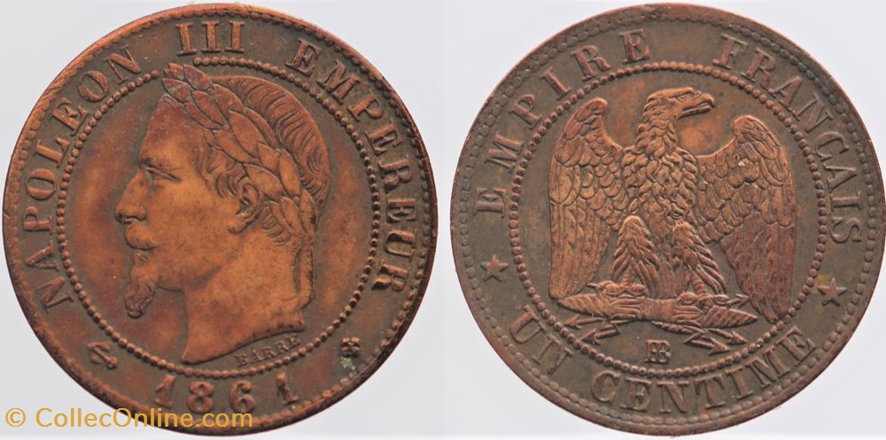 F-103 - Second Empire - 1 centime - 1861 BB monnaies monde france f 103 second empire 1 centime 1861 bb