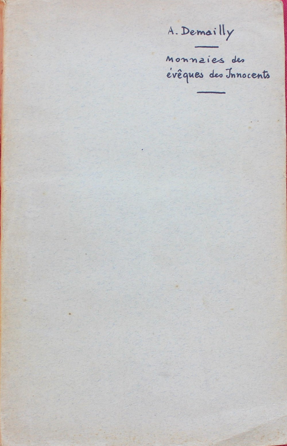 1910 - Monnaies des Evèques des innocents... - A. Demailly livres ouvrages 1910 monnaies des eveques des innocents a demailly