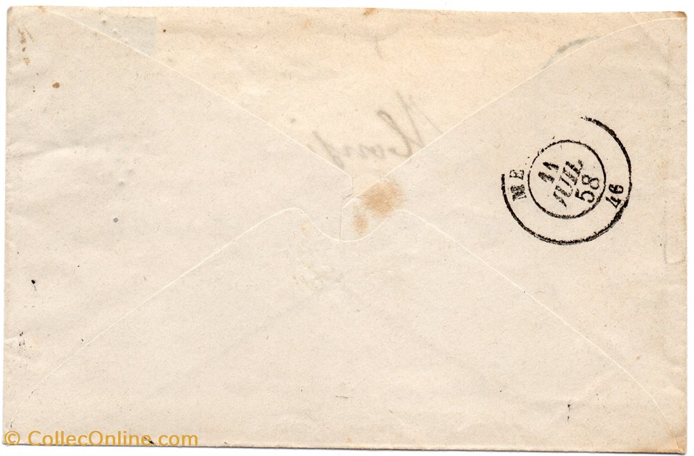 1858 - Cachet type 15 plus P.C. 602 documents anciens marques postales europe 1858 cachet type 15 plus p c 602