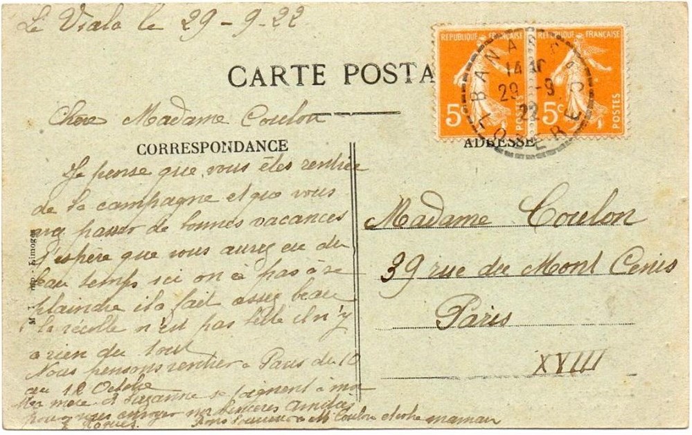 1922 - Cachets type B4 documents anciens marques postales europe 1922 cachets type b4