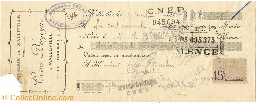 Bergogne Casimir (1913) vieux papier facture document commerciaux bergogne casimir 1913