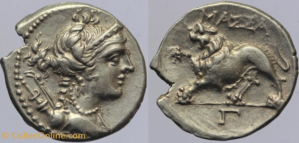 monnaies antiques av jc ap celtes massalia drachme legere au lion