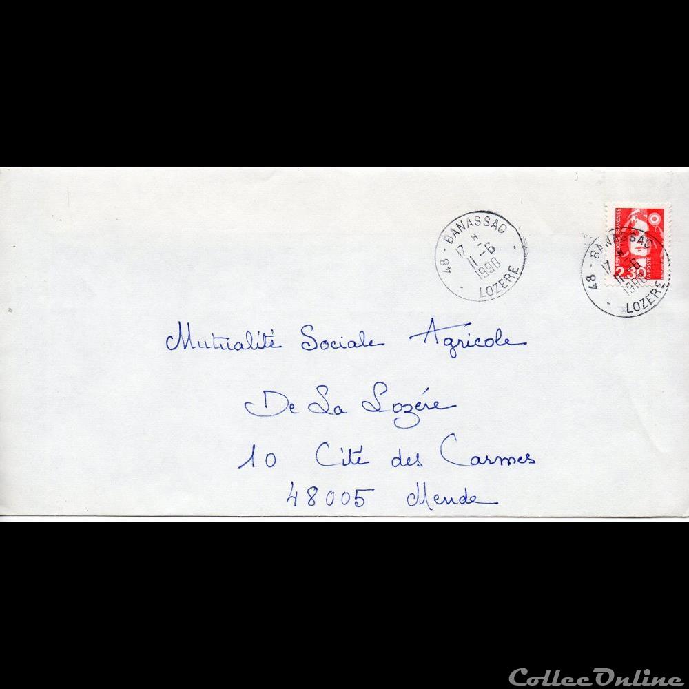 marque postale europe france 1990 type a9 48 banassac