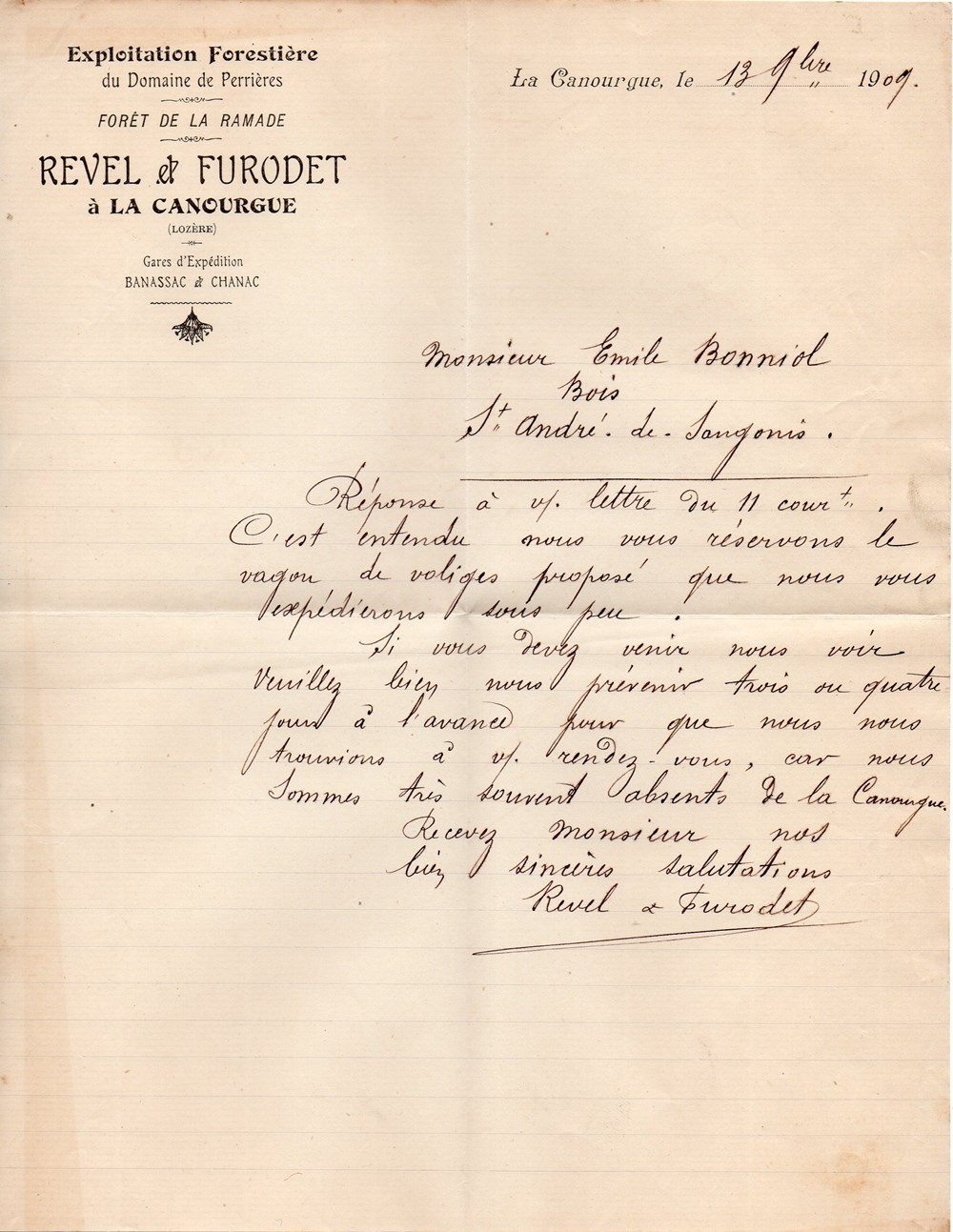 documents anciens factures commerciaux revel et furodet 1909