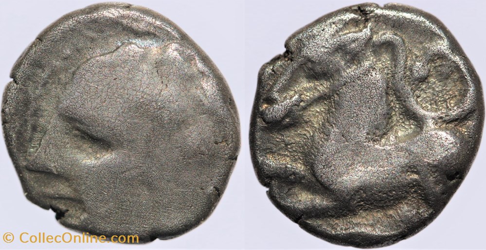 Arvernes - Drachme à l'anneau lisse monnaies antiques av jc ap celtes arvernes drachme a anneau lisse