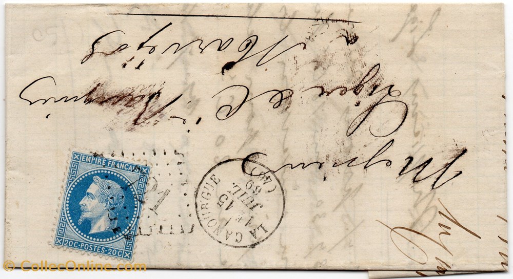 documents anciens marques postales europe 1869 cachet type 16 g c 721