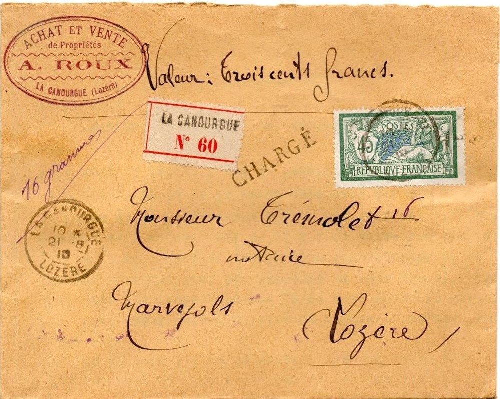 Roux A. (1910) documents anciens factures commerciaux roux a 1910