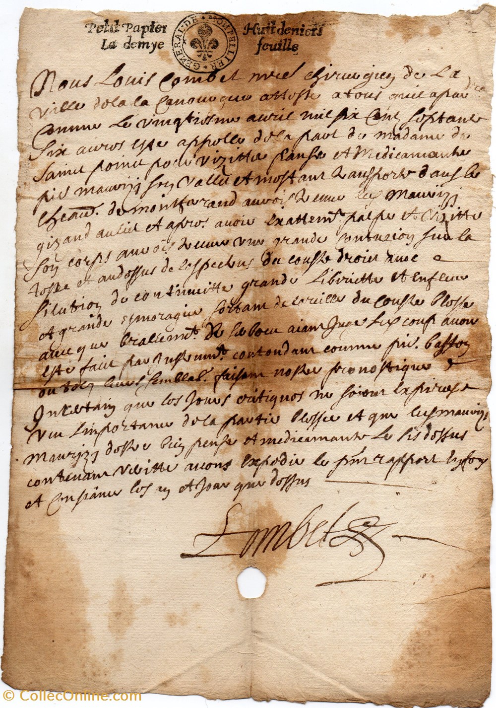 1676 - Rapport de Louis Combet Maître chirurgien documents anciens autres 1676 rapport de louis combet maitre chirurgien