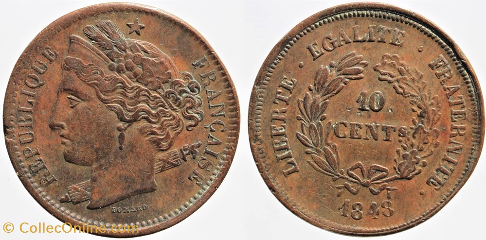 1848 - Seconde République - 10 c., Concours de Domard monnaies monde france 1848 seconde republique 10 c concours de domard