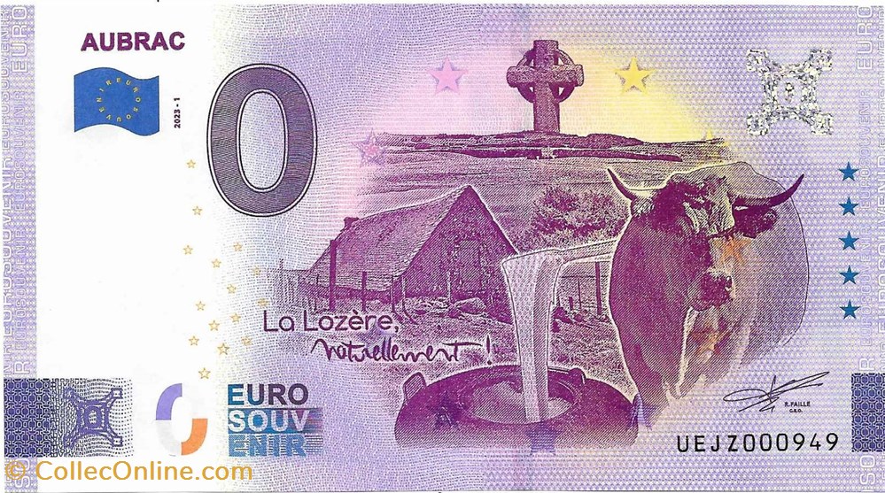 billets europe france 0 euro souvenir aubrac