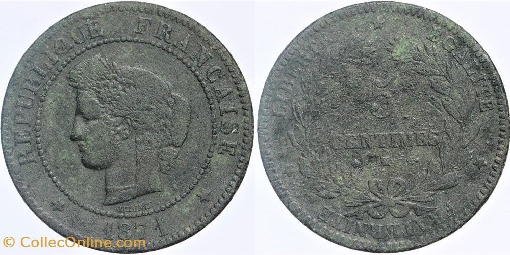 F-118 - Troisième République - Cérès - 5 c. - 1871 K monnaies monde france f 118 troisieme republique ceres 5 c 1871 k