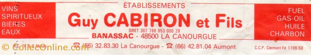 Cabiron Guy et Fils (1986) documents anciens factures commerciaux cabiron guy et fils 1986