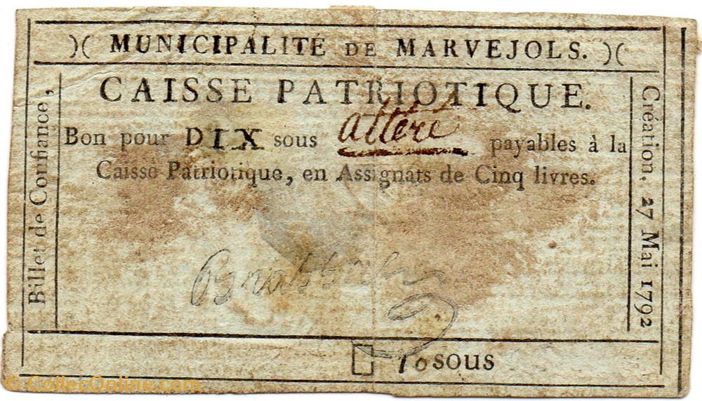 billets europe france billet de confiance marvejols lozere 10 sous