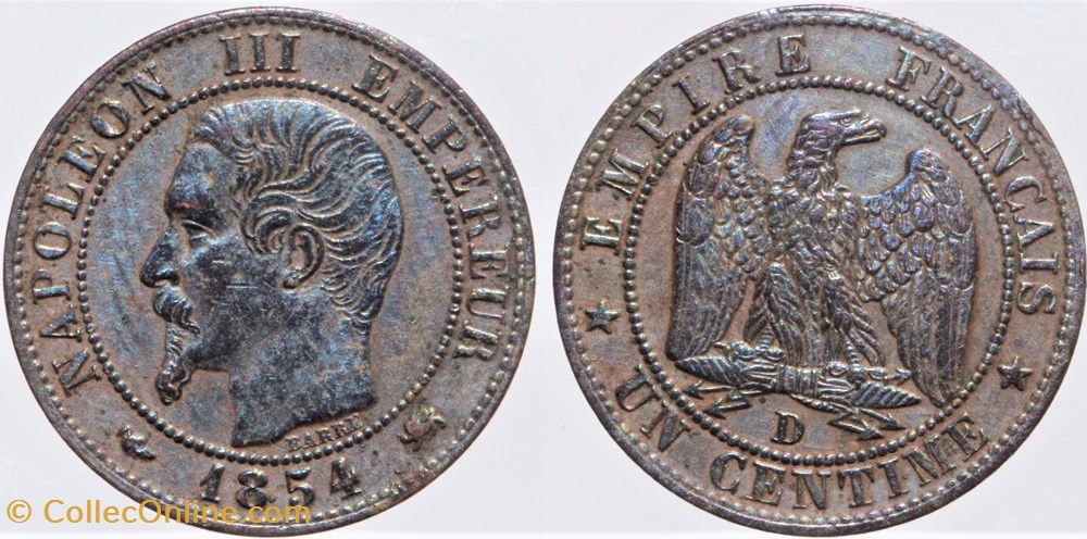 F-102 - Second Empire - 1 centime - 1854 D monnaies monde france f 102 second empire 1 centime 1854 d