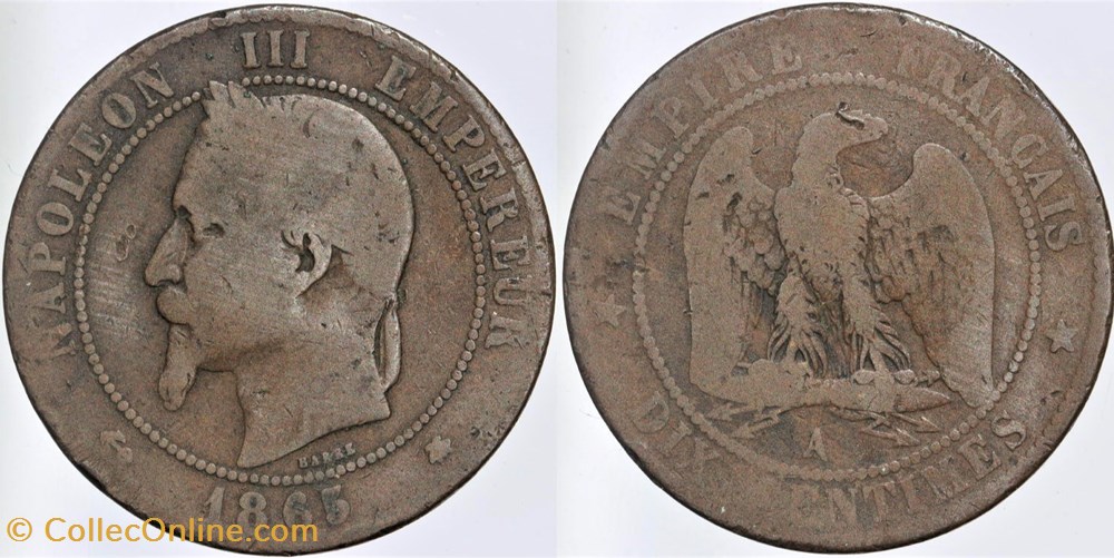 F-134 - Second Empire - 10 centimes - 1865 A monnaies monde france f 134 second empire 10 centimes 1865 a