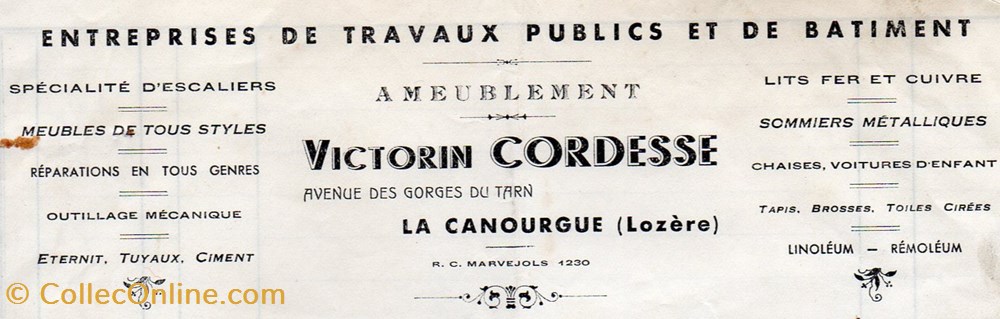 Cordesse Victorin (1946) documents anciens factures commerciaux cordesse victorin 1946