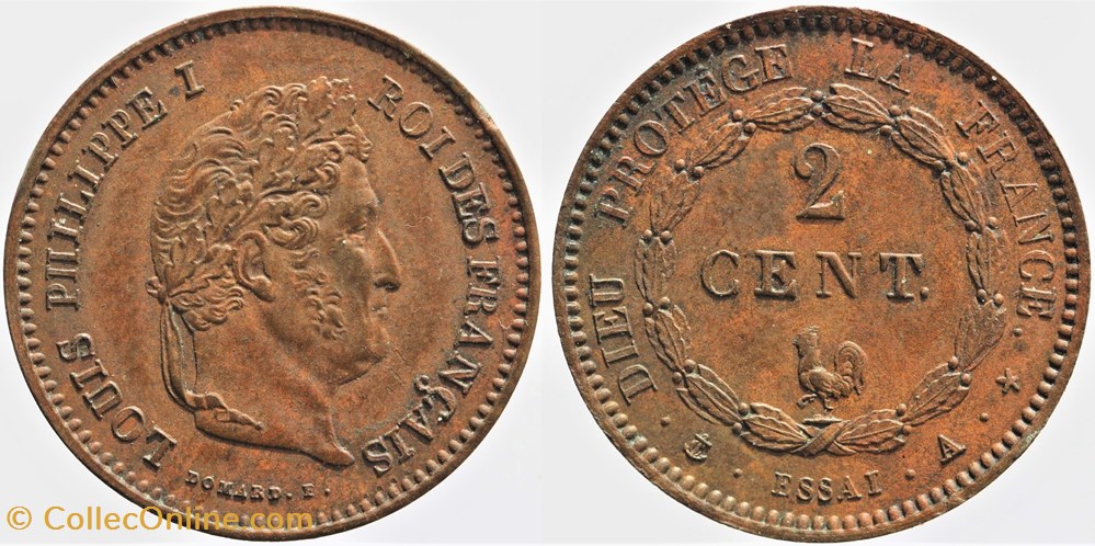 monnaies monde france 1840 louis philippe i essai 2 centimes