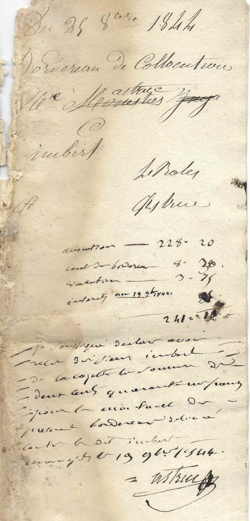1844 - Bordereau de collocations documents anciens autres 1844 bordereau de collocations