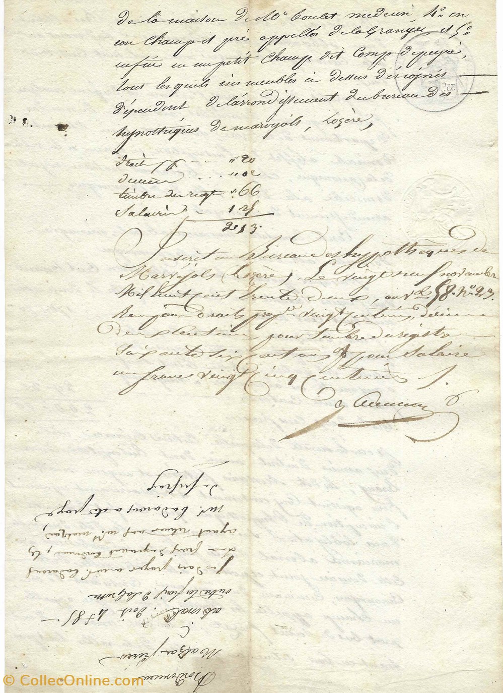 documents anciens autres 1834 creance hypothecaire