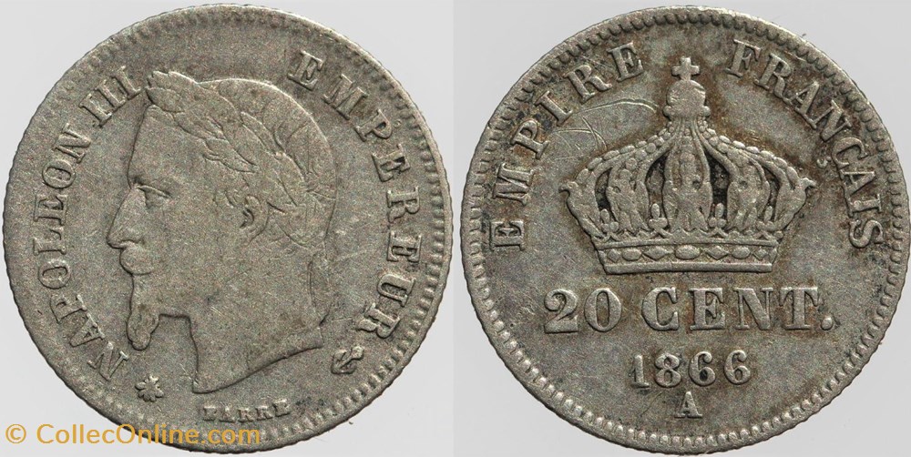 F-149 - Second Empire - 20 centimes - 1866 A monnaies monde france f 149 second empire 20 centimes 1866 a