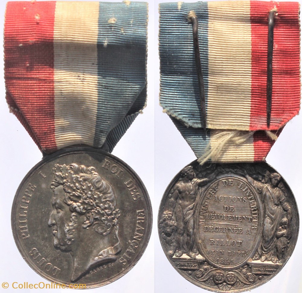 1841 - Récompense pour dévouement medailles france 1841 recompense pour devouement