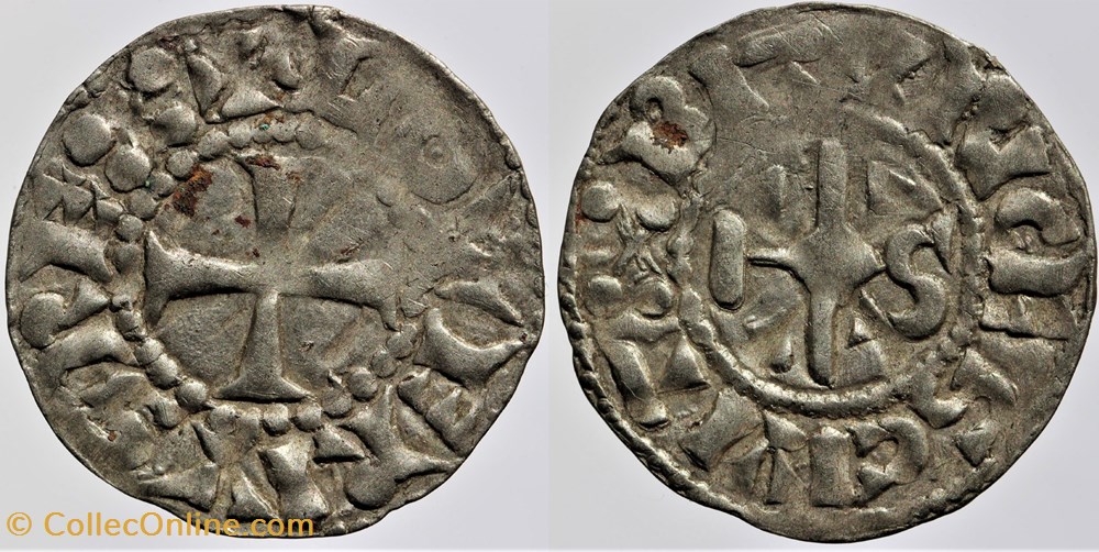 Lothaire - Bourges - Denier monnaies europe medievale royaumes francs lothaire bourges denier