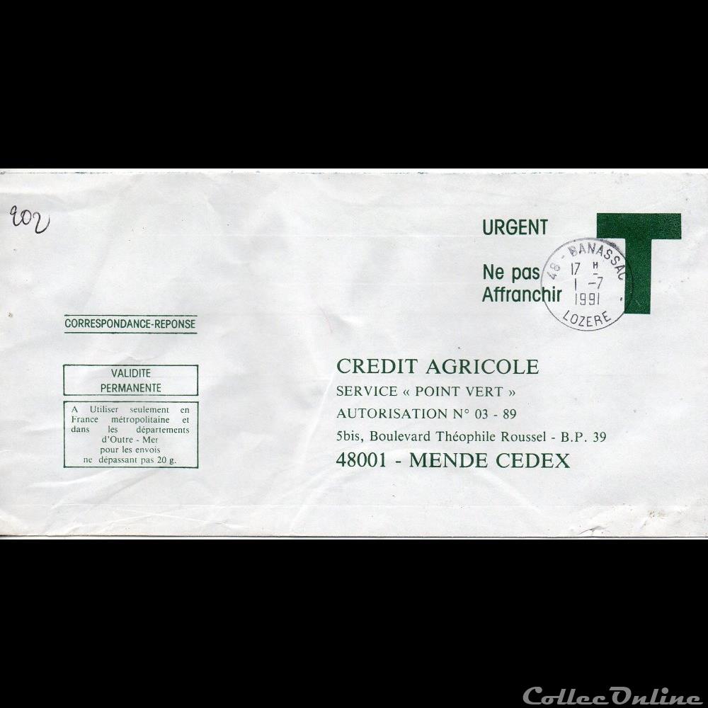 marque postale europe france 1991 type a9 48 banassac