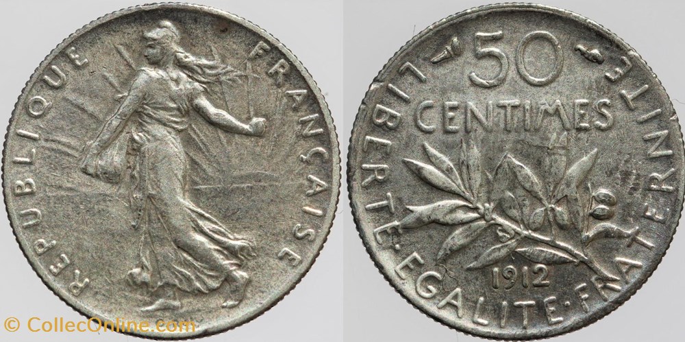 monnaies monde france f 190 roty 50 c 1912
