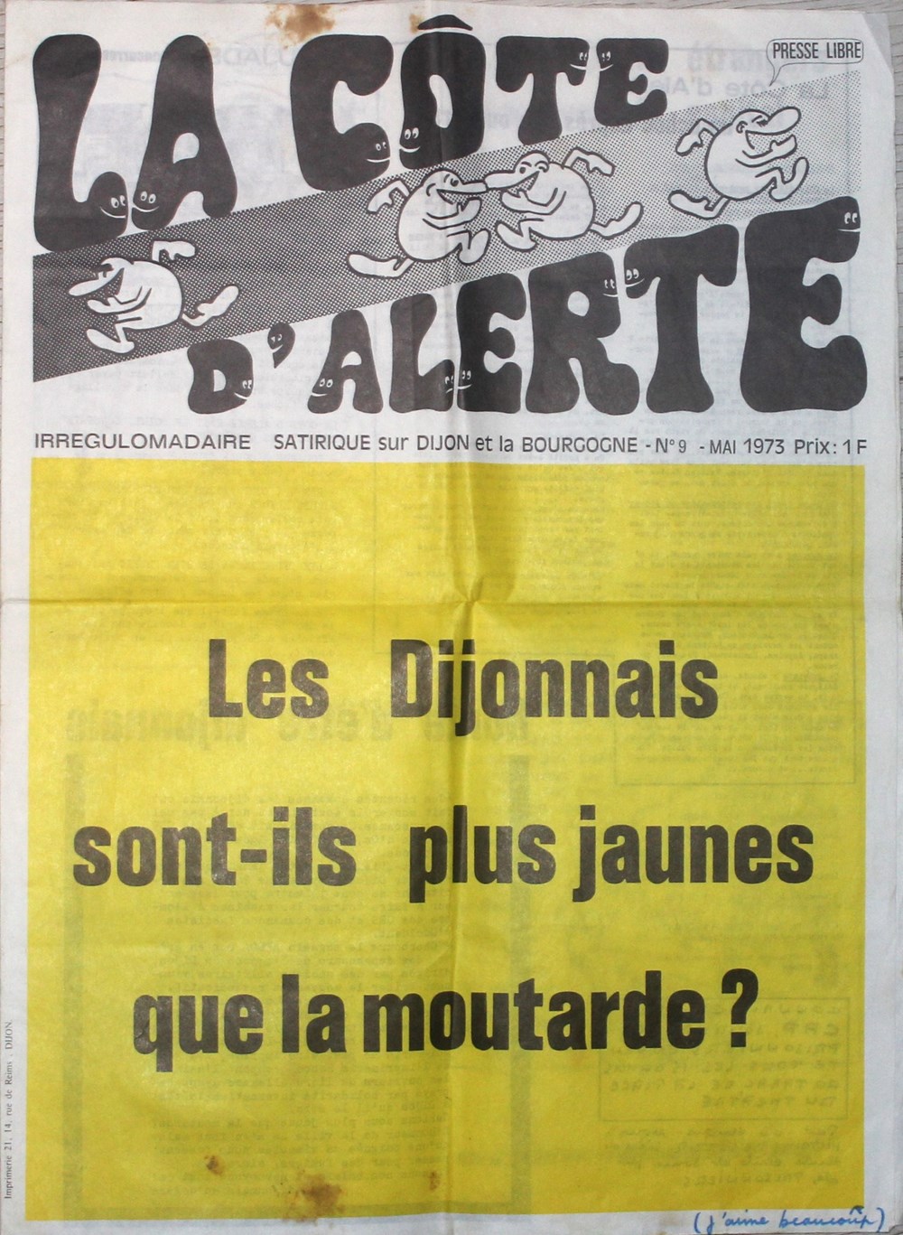La côte d'alerte - Irrégulomadaire satirique sur Dijon livres bd revues vieux journaux la cote alerte irregulomadaire satirique sur dijon