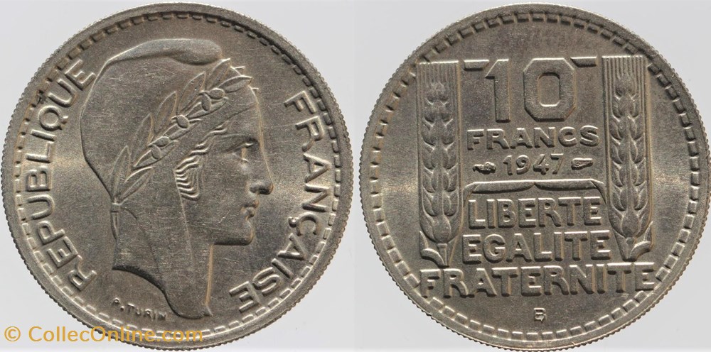 F-362 - Turin - 10 fr. - 1947 B (PT) monnaies monde france f 362 turin 10 fr 1947 b pt