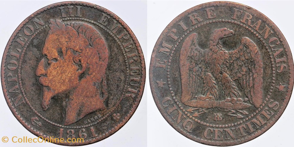 F-117 - Second Empire - 5 centimes - 1861 BB monnaies monde france f 117 second empire 5 centimes 1861 bb