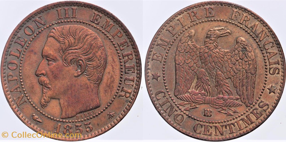 F-116 - Second Empire - 5 centimes - 1855 BB chien monnaies monde france f 116 second empire 5 centimes 1855 bb chien