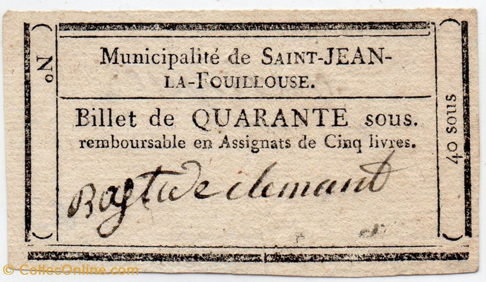 billets europe france billet de confiance st jean la fouillouse lozere 40 sous