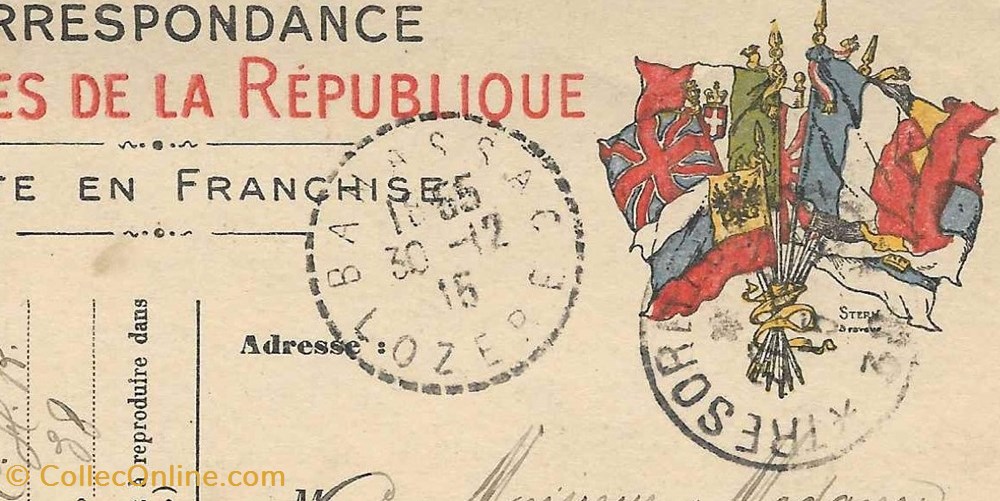 1915 - Cachets type B4 documents anciens marques postales europe 1915 cachets type b4