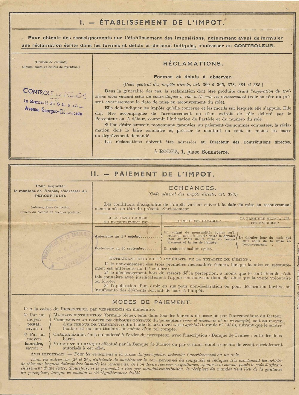 1942 - Avertissement, impots sur les revenus documents anciens autres 1942 avertissement impots sur les revenus