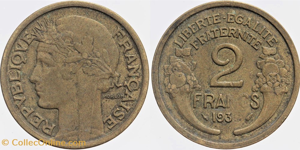 F-268 - Morlon - 2 frs. - 193-, coin bouché monnaies monde france f 268 morlon 2 frs 193 coin bouche