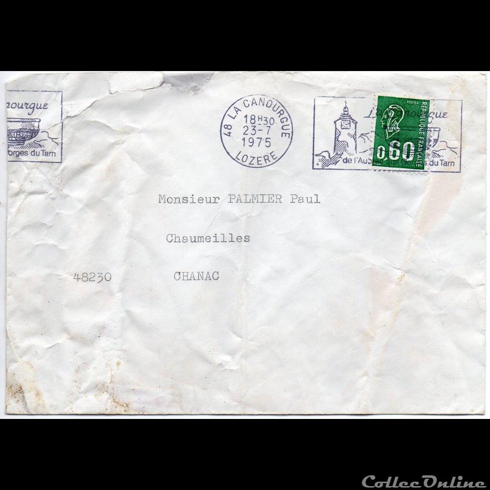 marque postale europe france 1975 la canourgue de aubrac aux gorges du tarn