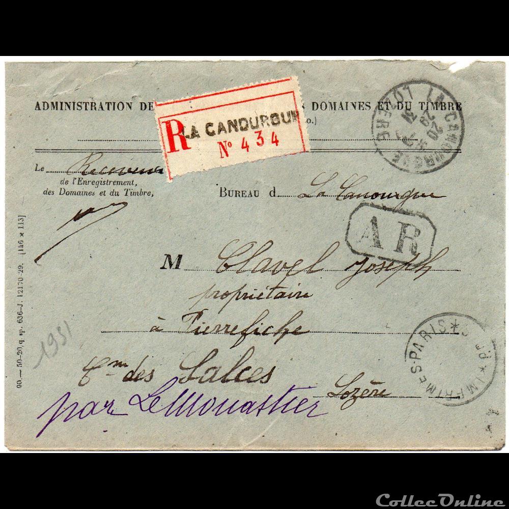 1931 - Cachets type A4 sur recommandé AR marque postale europe france 1931 cachets type a4 sur recommande ar
