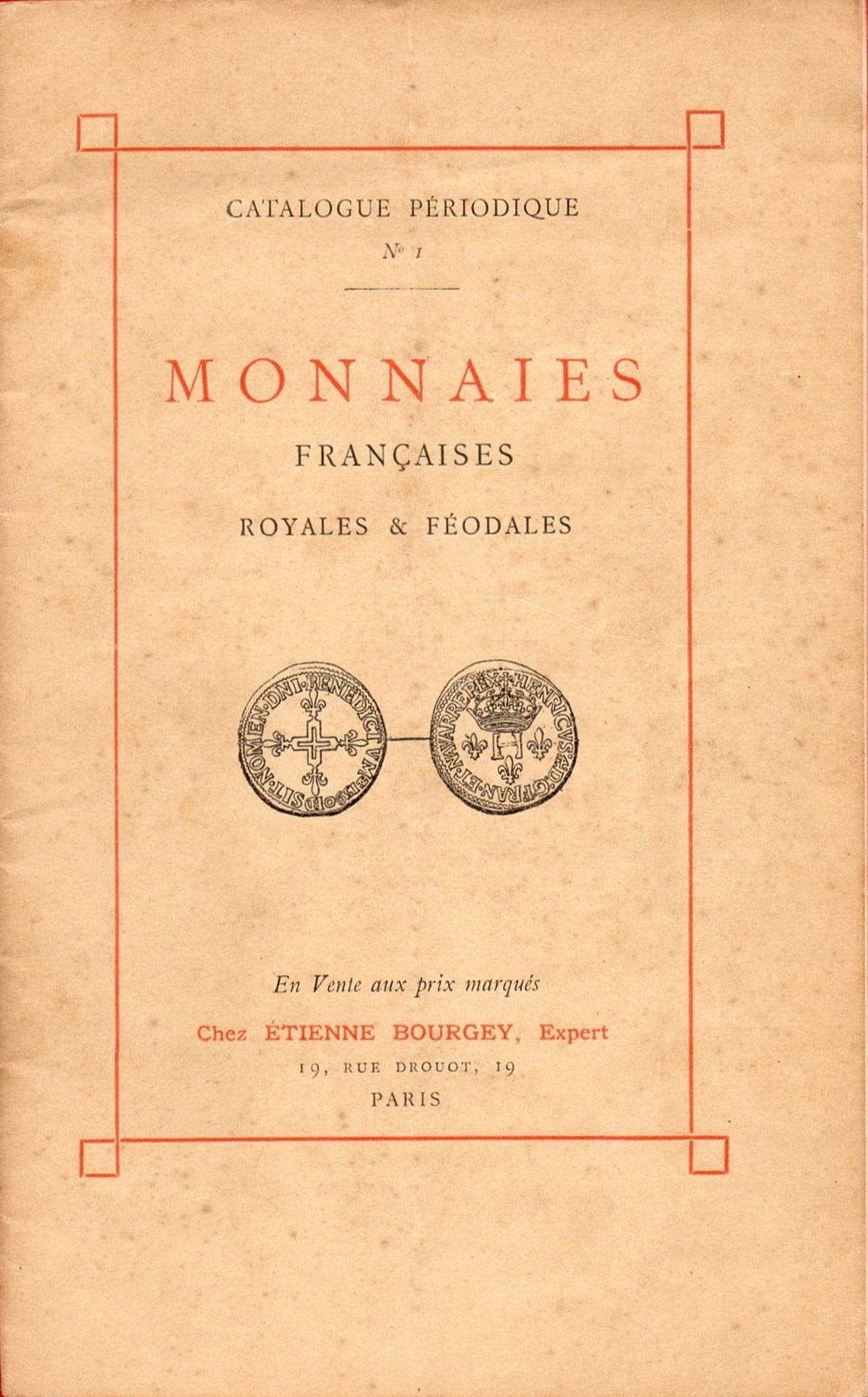 1907 - Catalogue n° 1, E. Bourgey monnaies livres ouvrages 1907 catalogue n 1 e bourgey
