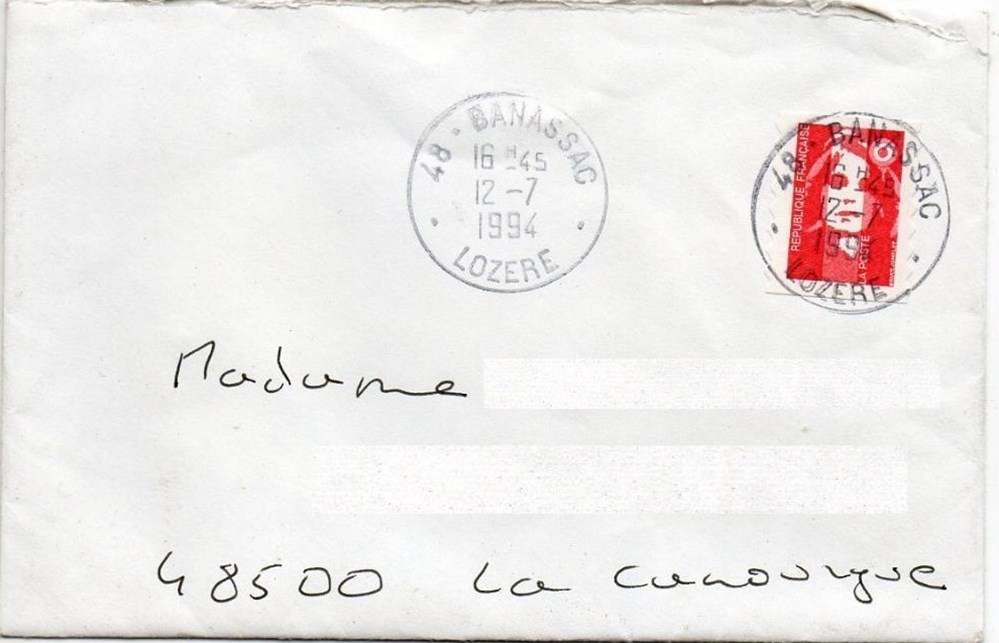 1994 - Type A9, 48 - Banassac documents anciens marques postales europe 1994 type a9 48 banassac