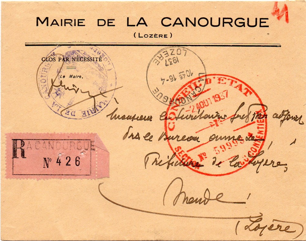 Mairie - Canourgue (1937) documents anciens factures commerciaux mairie canourgue 1937