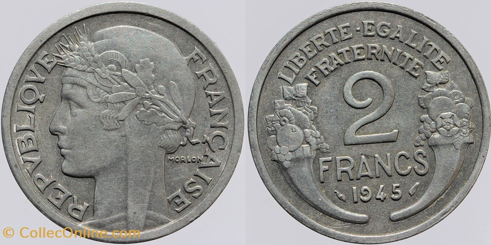 monnaies monde france f 269 morlon 2 frs 1945