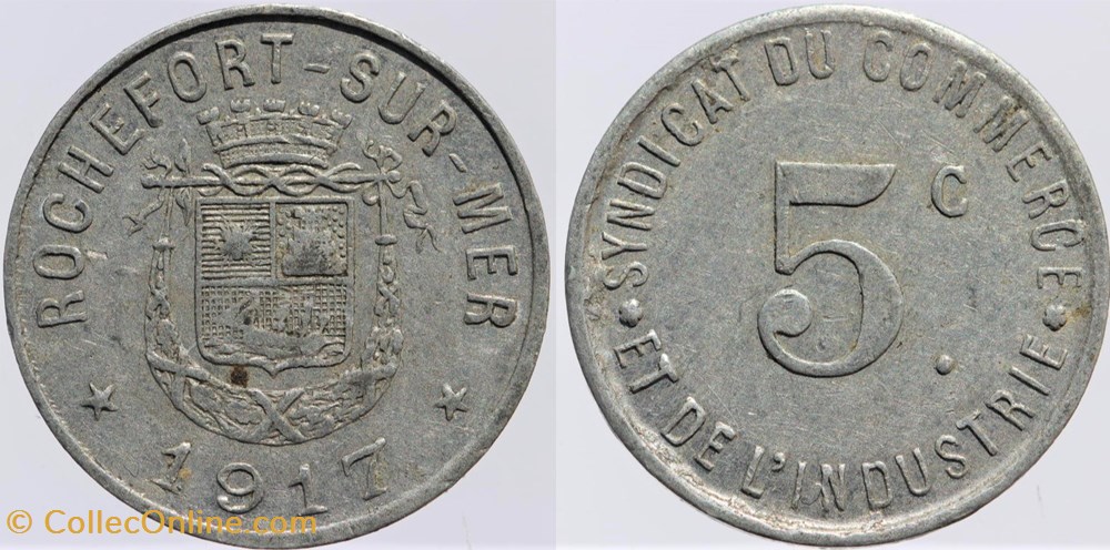 17 - Rochefort-sur-Mer - 5 centimes monnaies monde france 17 rochefort sur mer 5 centimes