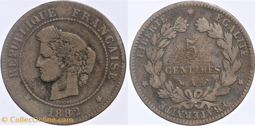 F-118 - Troisième République - Cérès - 5 c. - 1882 A monnaies monde france f 118 troisieme republique ceres 5 c 1882 a