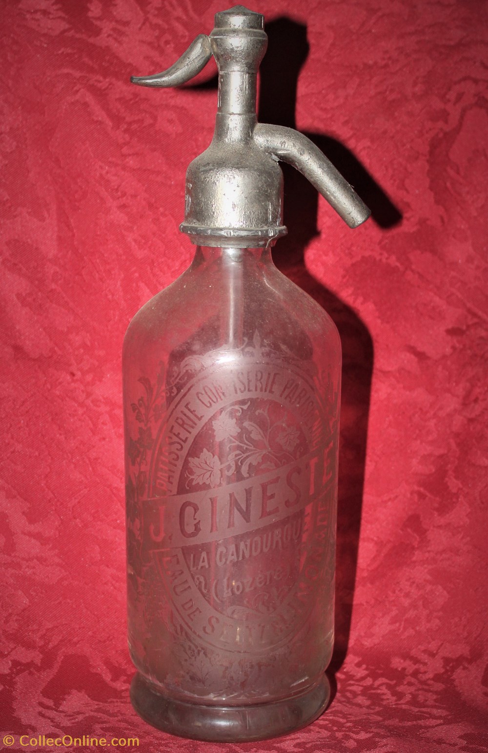 Eau de seltz, J. Gineste art la table argenterie bistrot alimentation bouteilles eau de seltz j gineste
