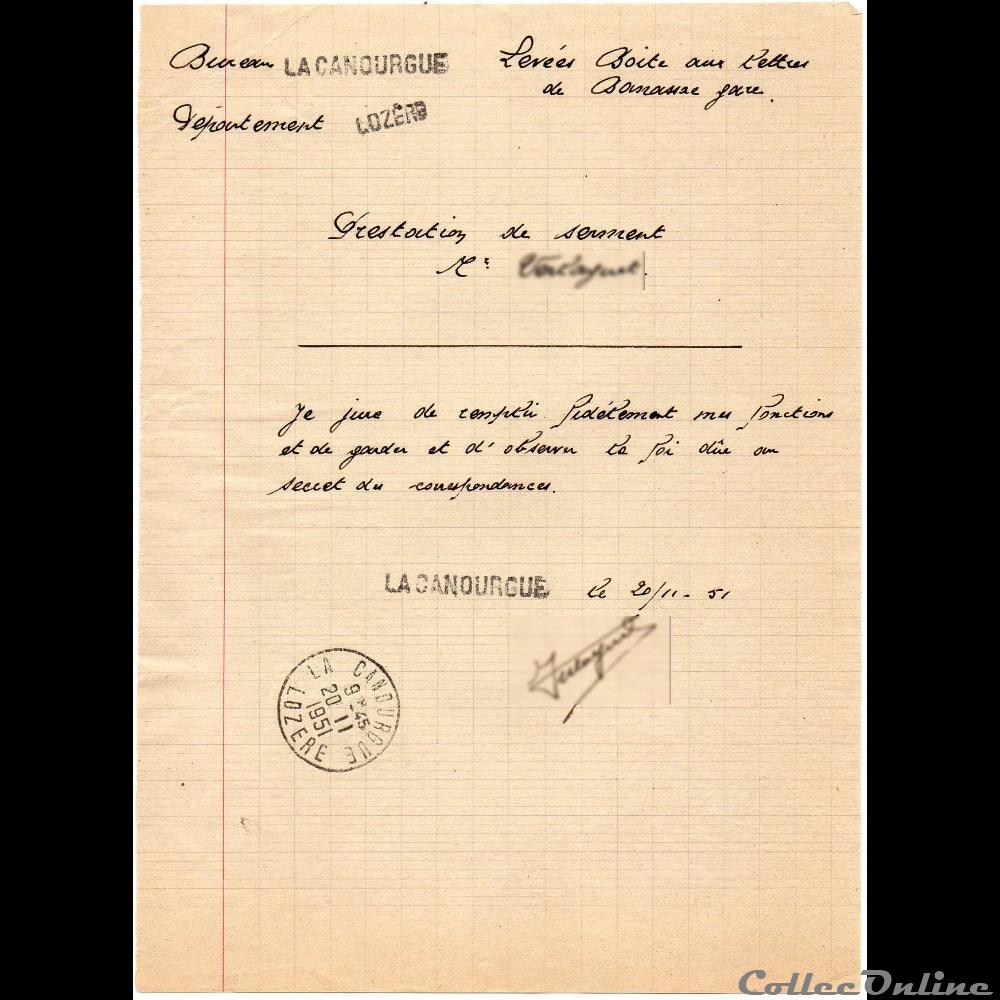 marque postale europe france 1951 prestation de serment