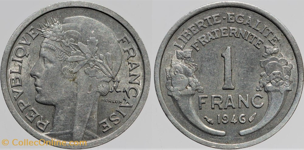 F-221 - Morlon - 1 fr. - 1946 monnaies monde france f 221 morlon 1 fr 1946