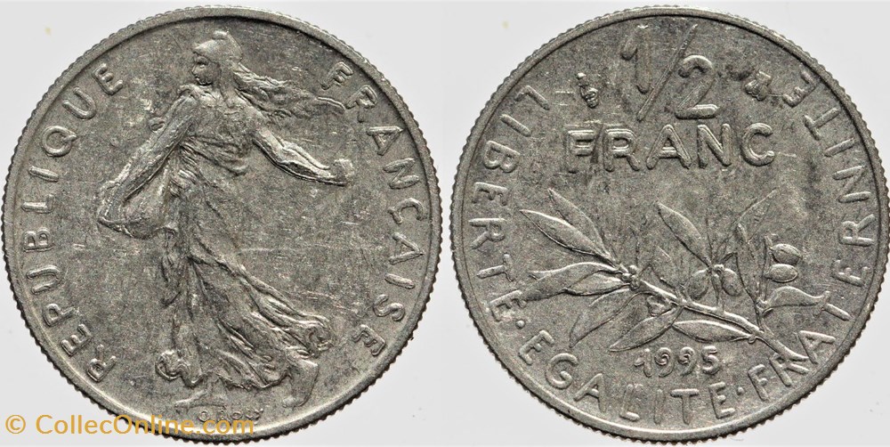 monnaies monde france f 198 roty 1 2 fr 1995 defauts