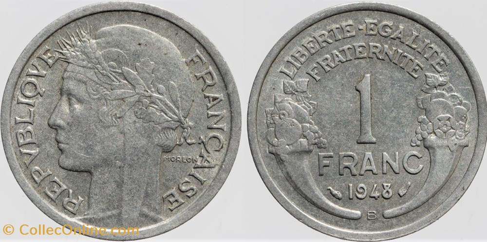 F-221 - Morlon - 1 fr. - 1948 B monnaies monde france f 221 morlon 1 fr 1948 b
