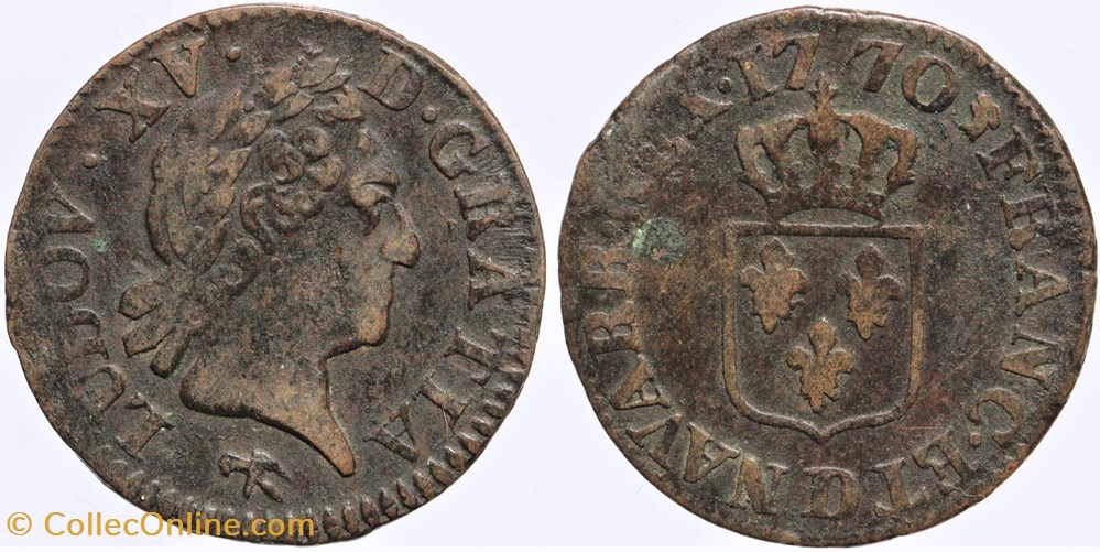 monnaies europe medievale france royales dy 1701 louis xv liard 1770 lyon